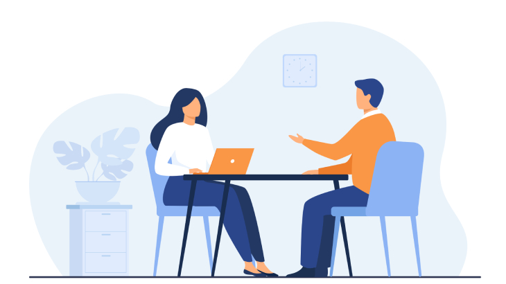 ציור של שני אנשים יושבים עם מחשב